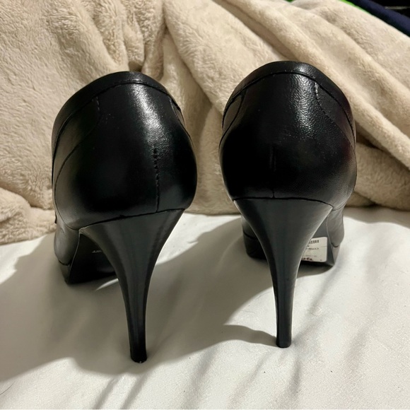 Women’s Nine West Black Leather Heel Loafers Size 8.5 Pumps - Picture 5 of 7